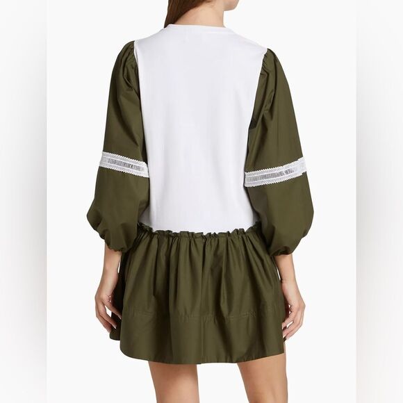 Nwt - Tanya Taylor Kristie Mini Dress in Olive Green and White - Picture 3 of 6